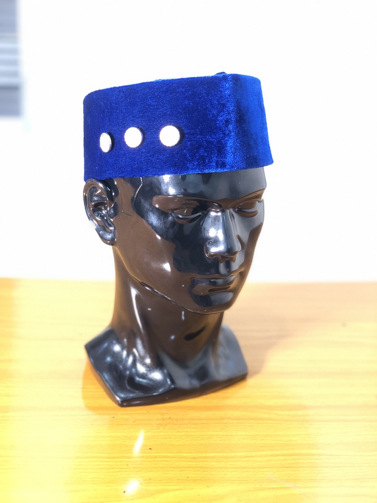 blue velvet cap for native kaftan