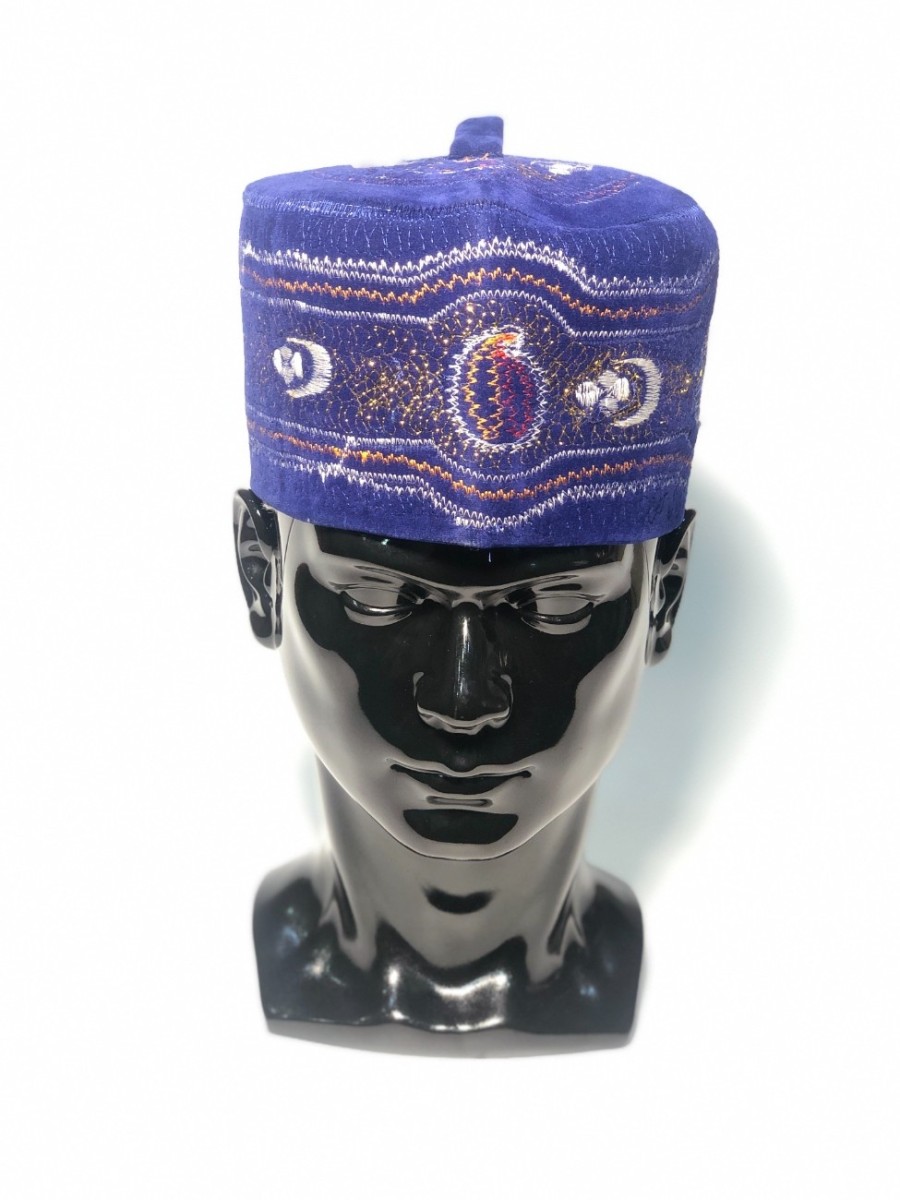 Buy Royal Blue Hausa Fulani Malam Kufi Cap, African Men's Hat ...